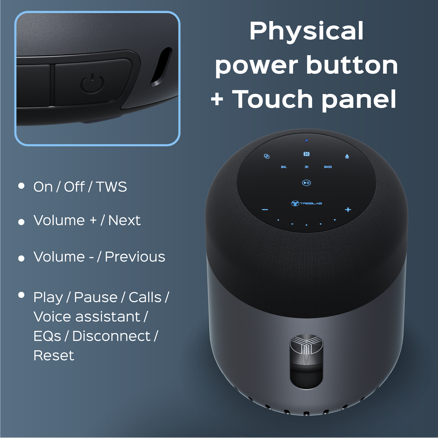 TREBLAB HD-360 Pro, High-Performance Wireless Speaker with 5 Dynamic Drivers, 8 Bass Radiators and Subwoofer, Powerful 360° Surround Sound, Metal