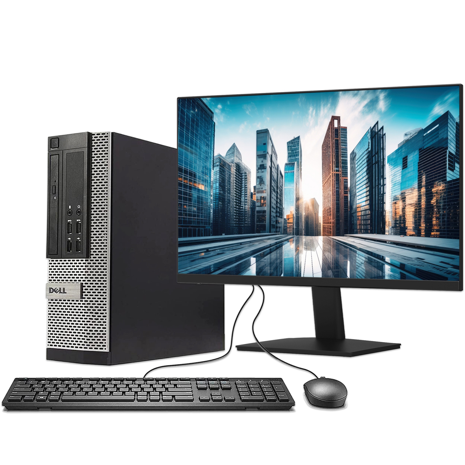 Refurbished (Good) - Dell OptiPlex 7020 SFF Mini Desktop PC - New 24" FHD Monitor (Intel Core i5 - 4570 CPU/ 16GB RAM/ 256GB SSD/ AC7260 Built in Wi-Fi 5/ DVD-RW/ Windows 10 Pro)