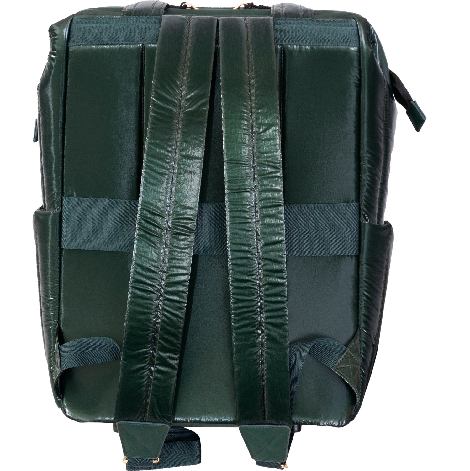 Joan & David 18 Inch Tubular Quilted Metallic Nylon Workbook Backpack - Emerald