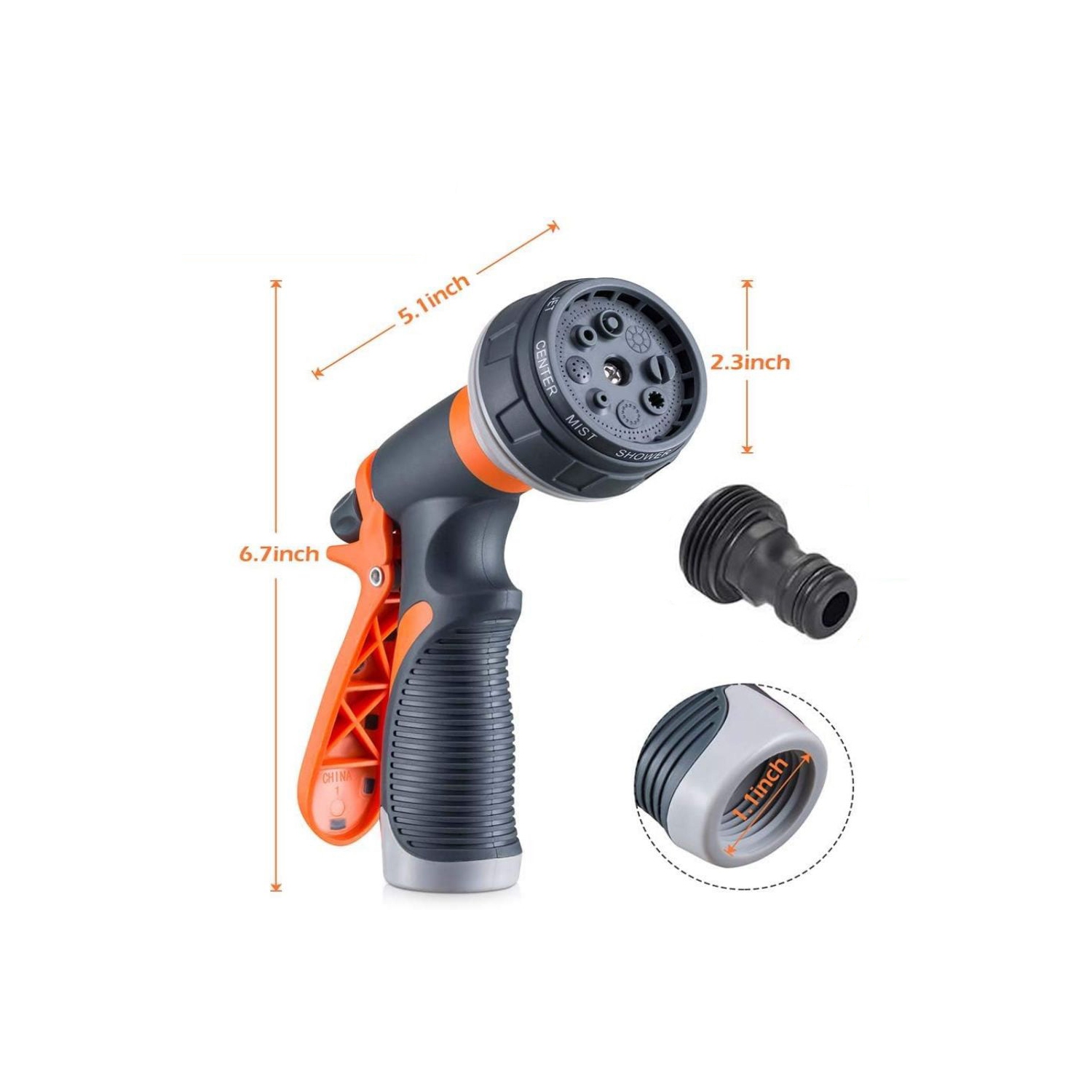 Pistolet d'arrosage à tuyau d'arrosage 8 à jets d'arrosage réglables d'axGear pour l'arrosage à la maison