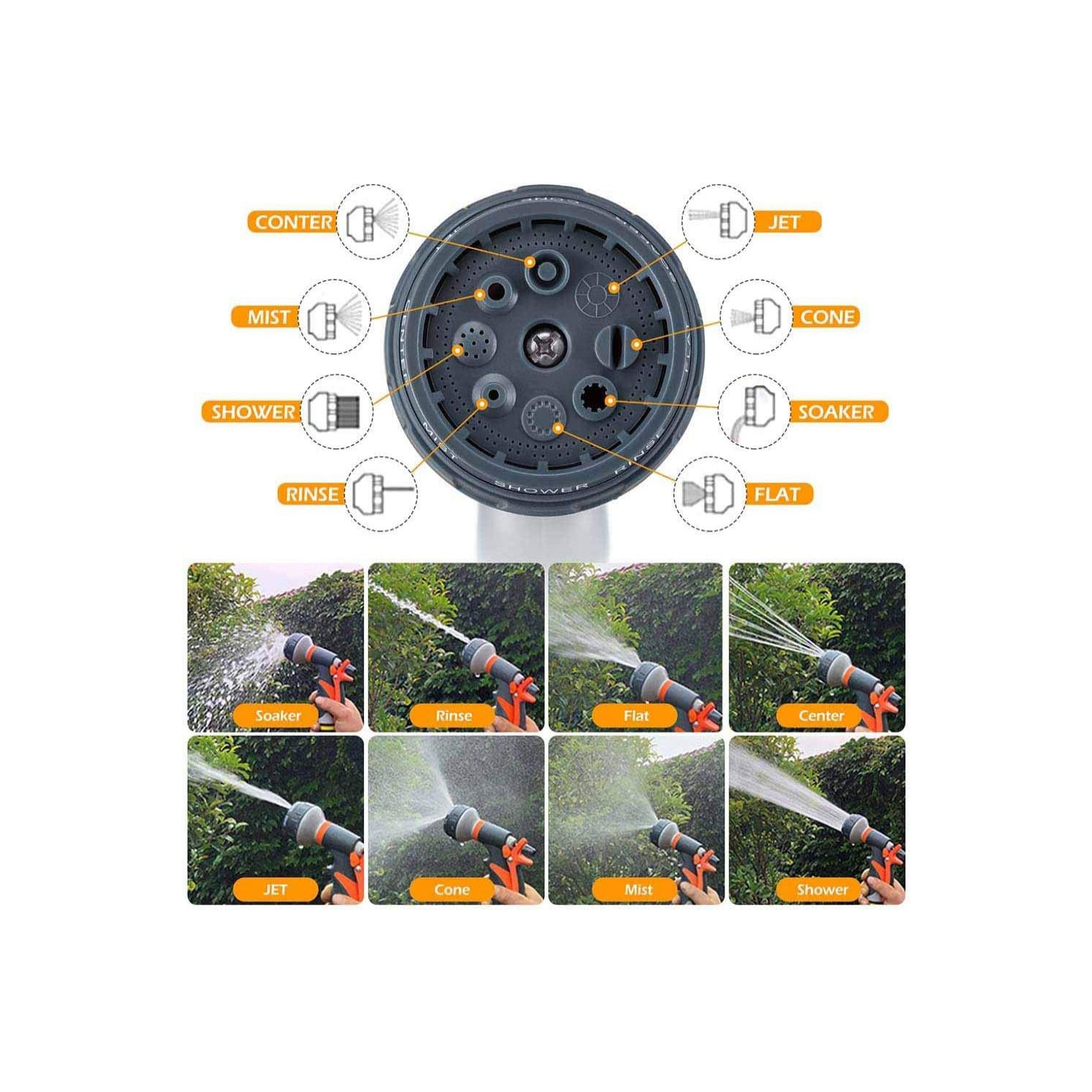 Pistolet d'arrosage à tuyau d'arrosage 8 à jets d'arrosage réglables d'axGear pour l'arrosage à la maison