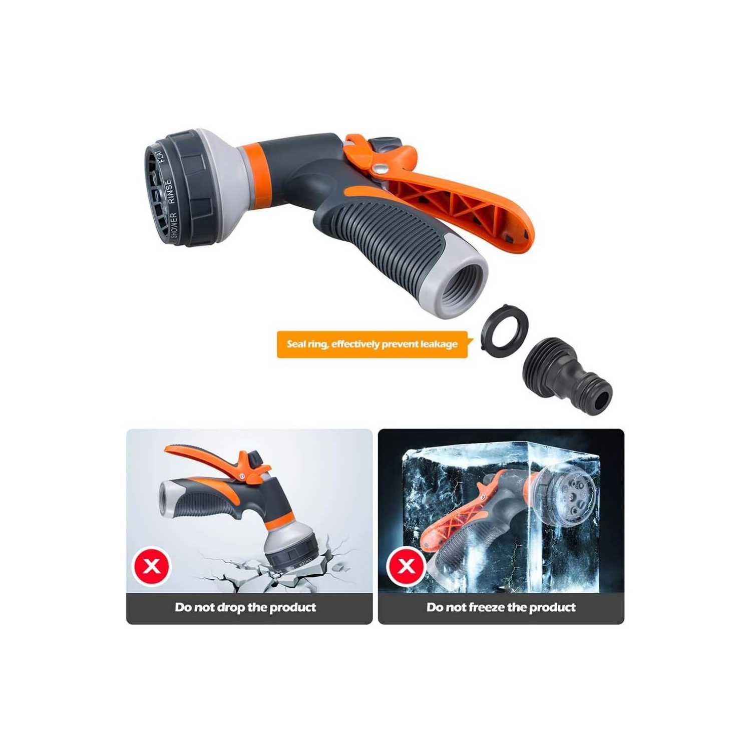 Pistolet d'arrosage à tuyau d'arrosage 8 à jets d'arrosage réglables d'axGear pour l'arrosage à la maison