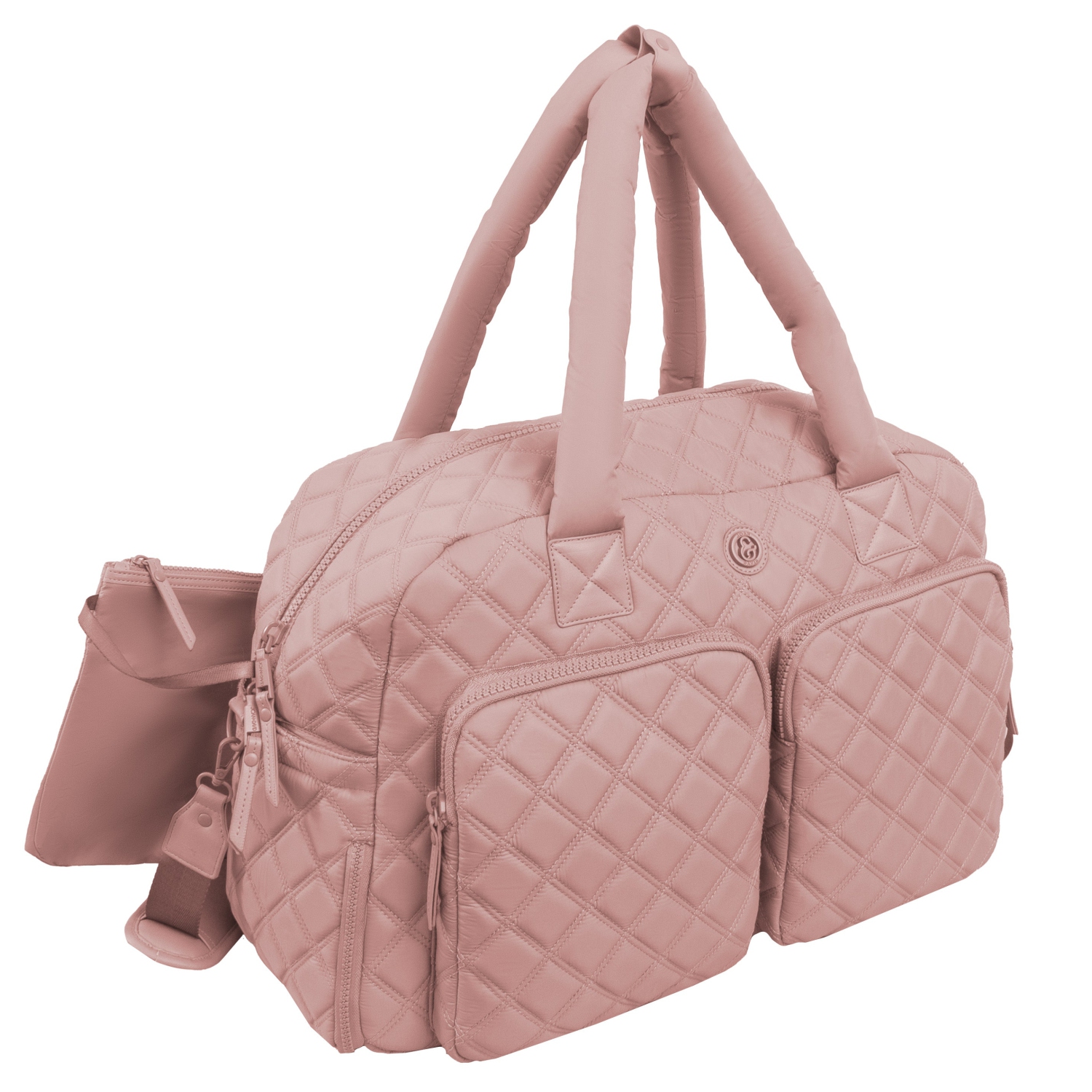 Joan & David 22 Inch Diamond Quilted Nylon Travel Duffle Bag - Blush
