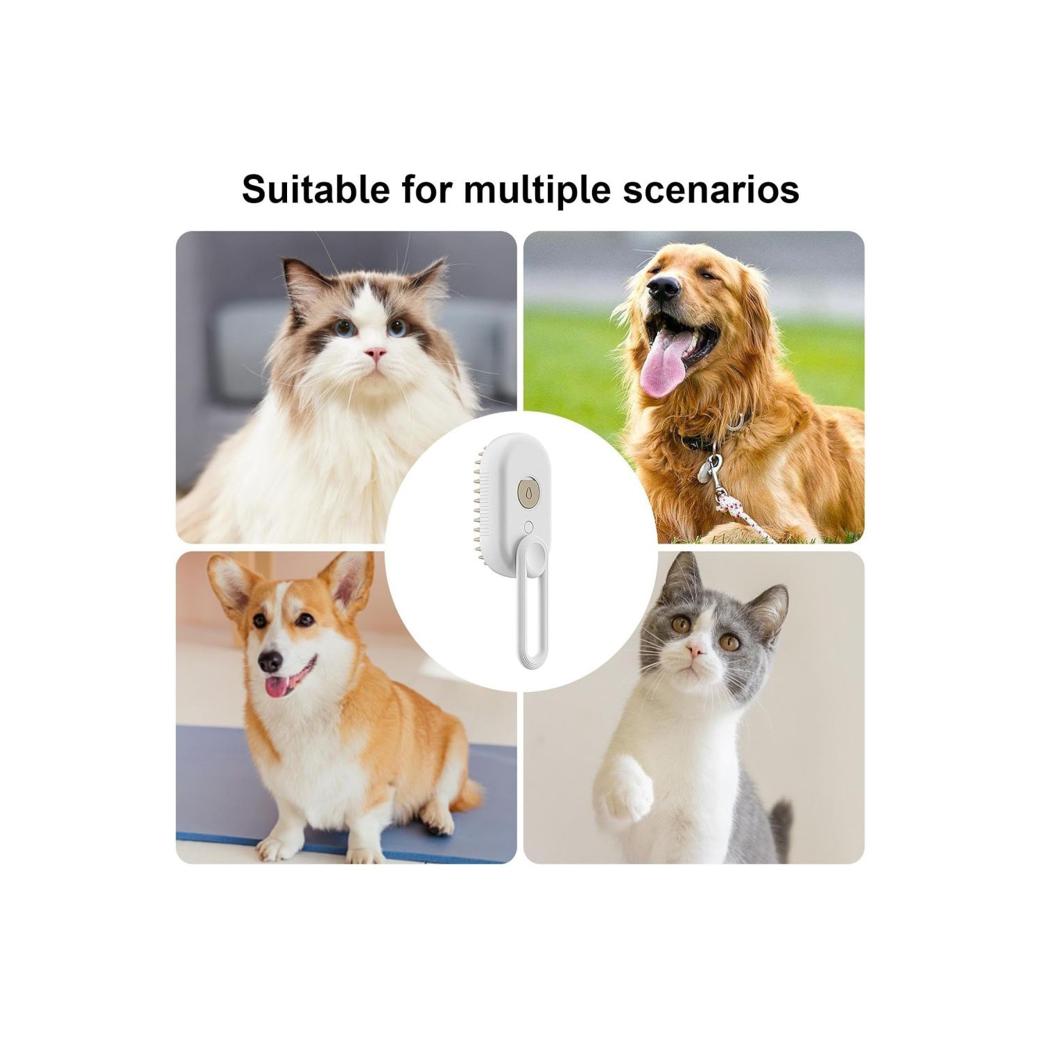 axGear Pet Grooming Brush Cat Dog Hair Cleaning Massage Comb w/ Water Liquid Inlet