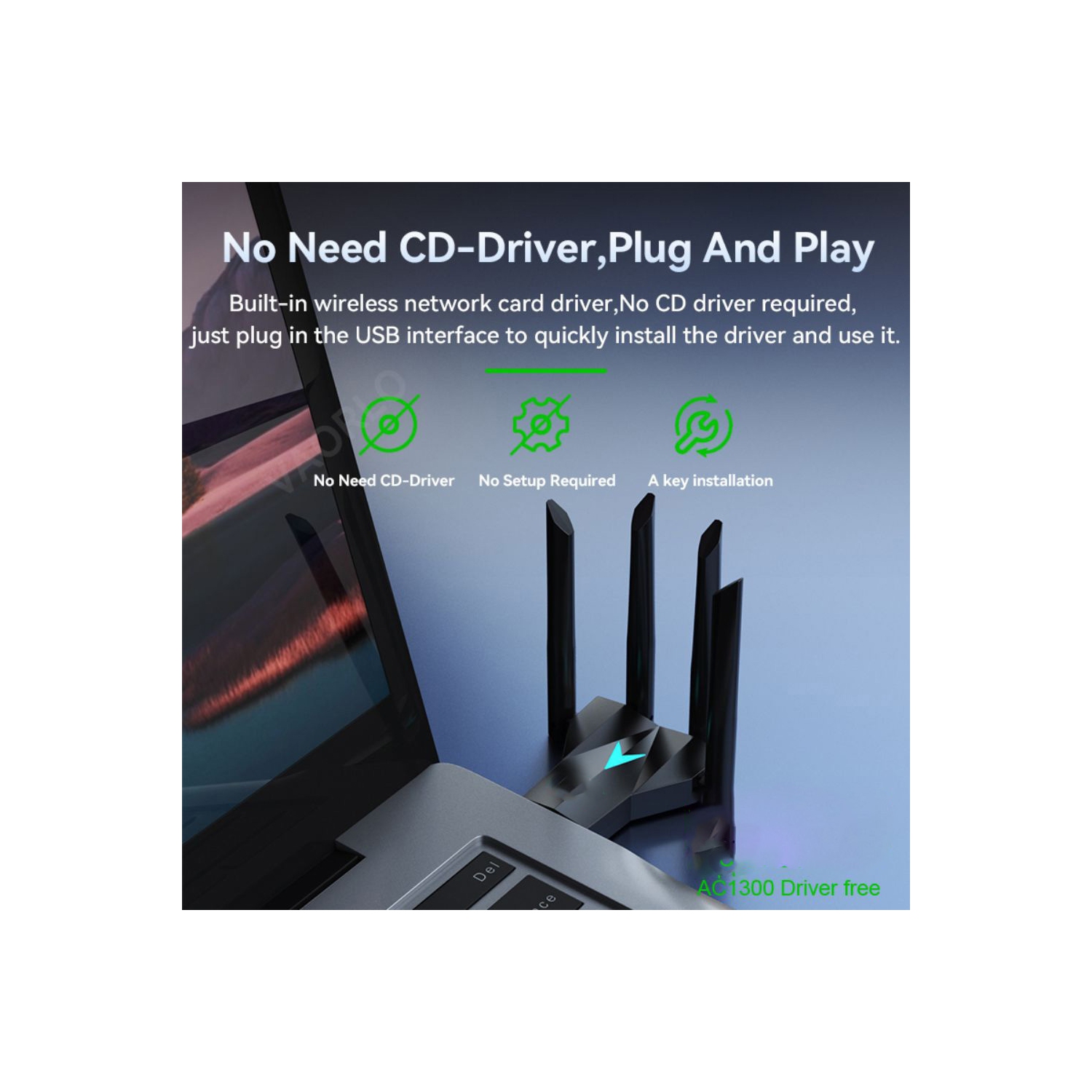 axGear USB 3.0 Wireless WiFi Network Adapter Dual Band 1300Mbps 2.4G 5GHz Receiver