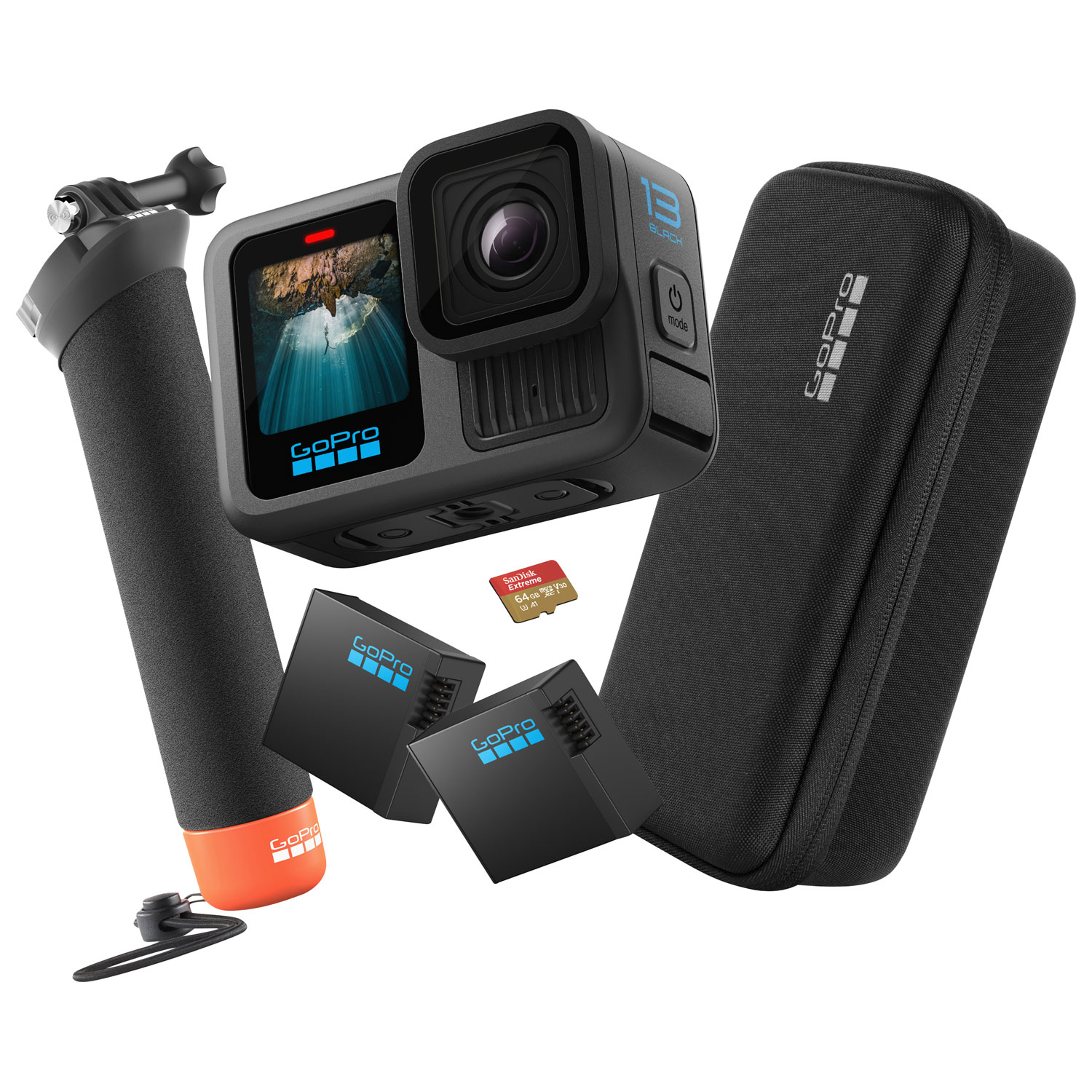 Ensemble avec caméra d'action 5.3K étanche pour sports et casque GoPro HERO13 Black