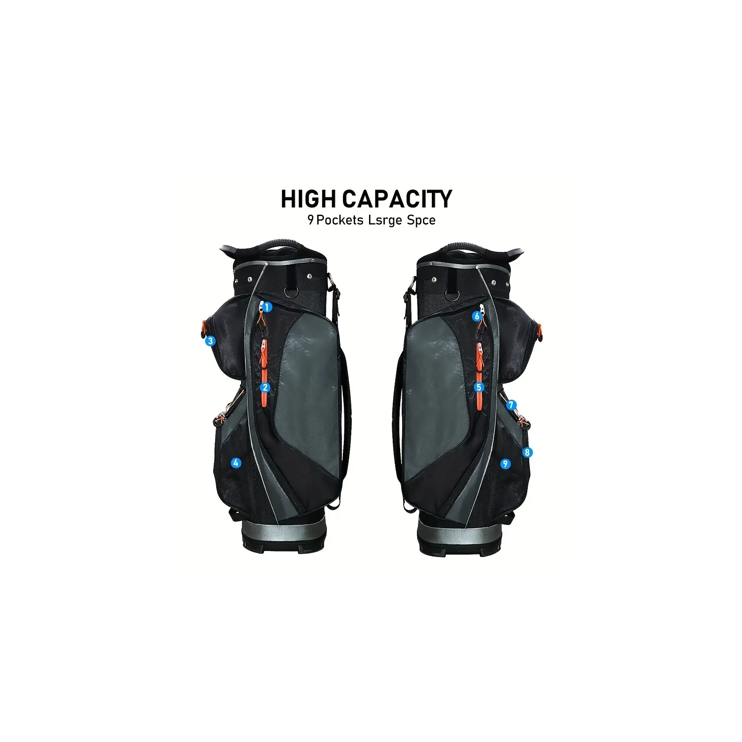 Sac de chariot de golf avec 14 séparateurs de club de golf, 4,6&nbsp;lb/2,1&nbsp;kg léger et étanche avec poignées et housse imperméable pour hommes