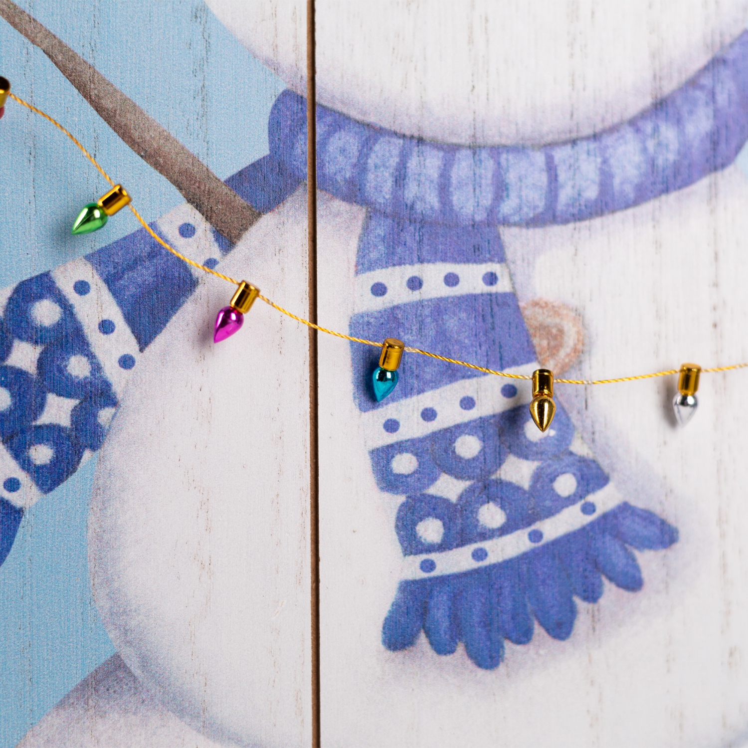 Affiche murale de Noël en bois « vive le sens », 23,5 po, bleu et blanc