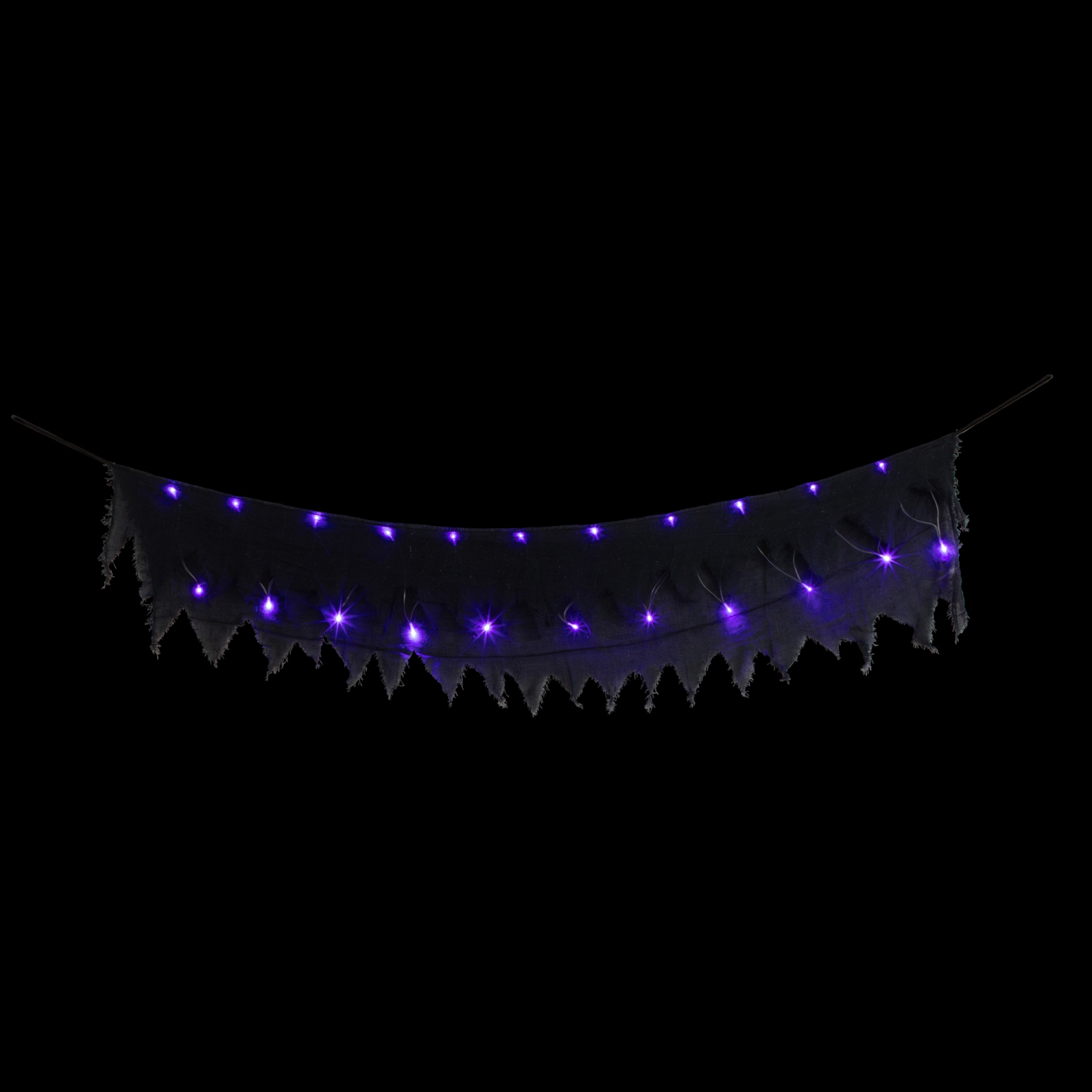 Lighted Raggedy Halloween Valance - 5.75' - Purple LED Lights