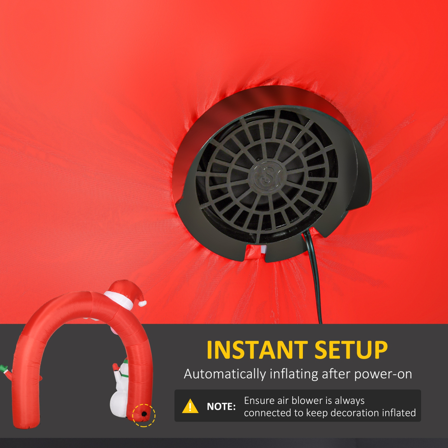 HOMCOM 9ft Giant Christmas Inflatables Archway with Santa Claus and Snowman, Blow-Up LED Yard Christmas Decor, Waterproof