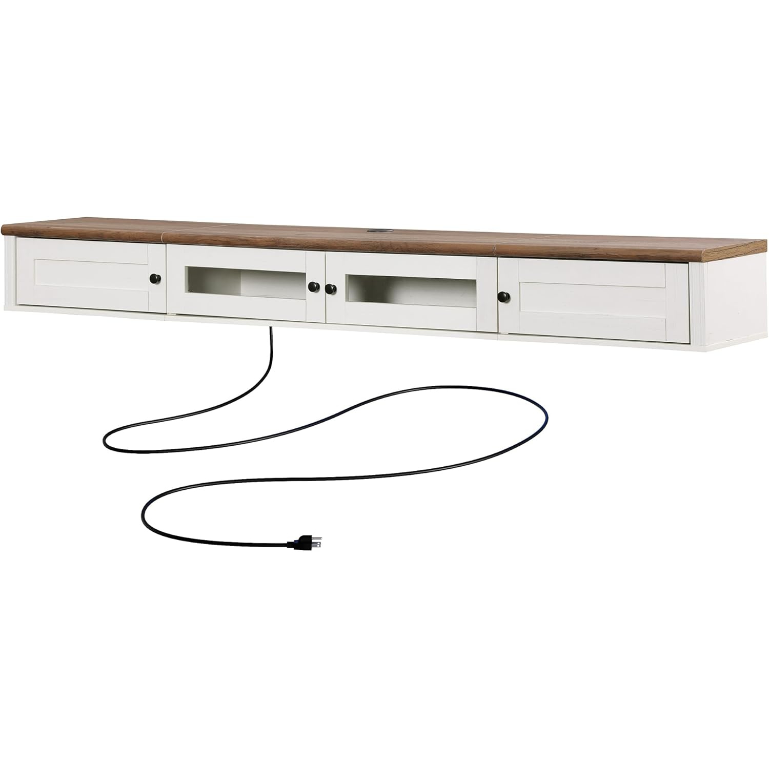 FITUEYES – Meuble flottant pour téléviseur jusqu’à 80 po, tablette flottante en bois pour téléviseur avec station de chargement, meuble de