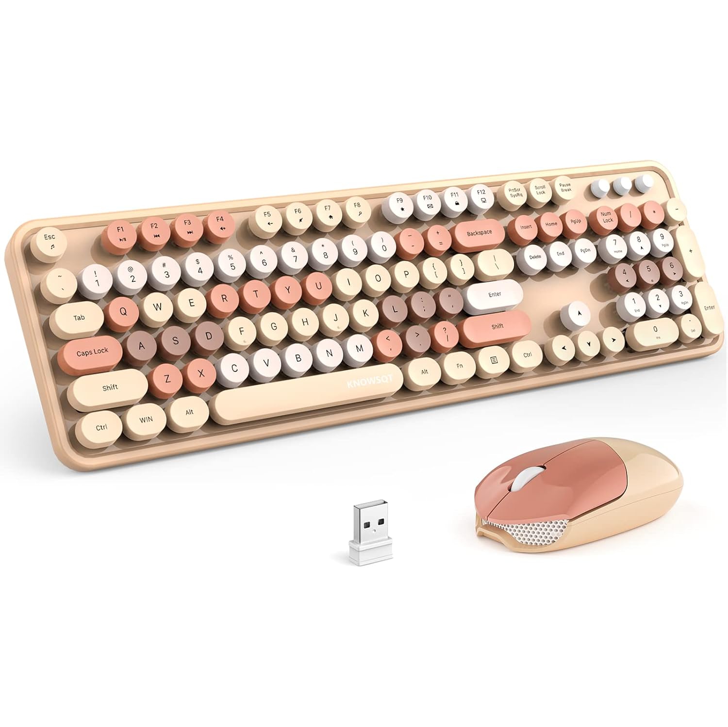 Wireless Keyboard and Mouse Combo,Full-Sized 2.4 GHz 104 Keys Typewriter Keyboard,Optical Mouse for Laptop,Desktop,Windows, Computer, Mac, Milk