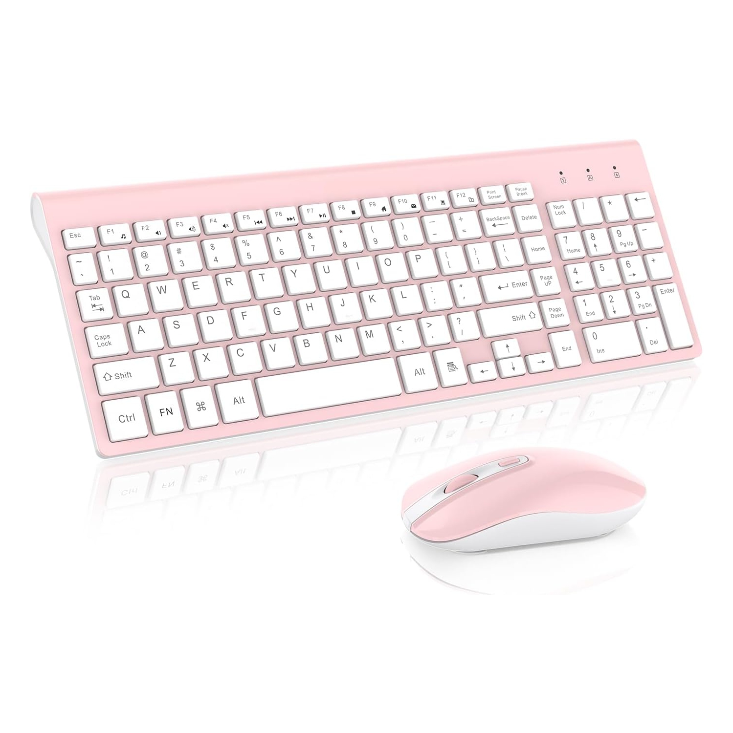 Wireless Keyboard Mouse Combo, Compact Full Size Wireless Keyboard and Mouse 2.8G Ultra-Thin for Computer, Desktop,Windows,PC,Pink