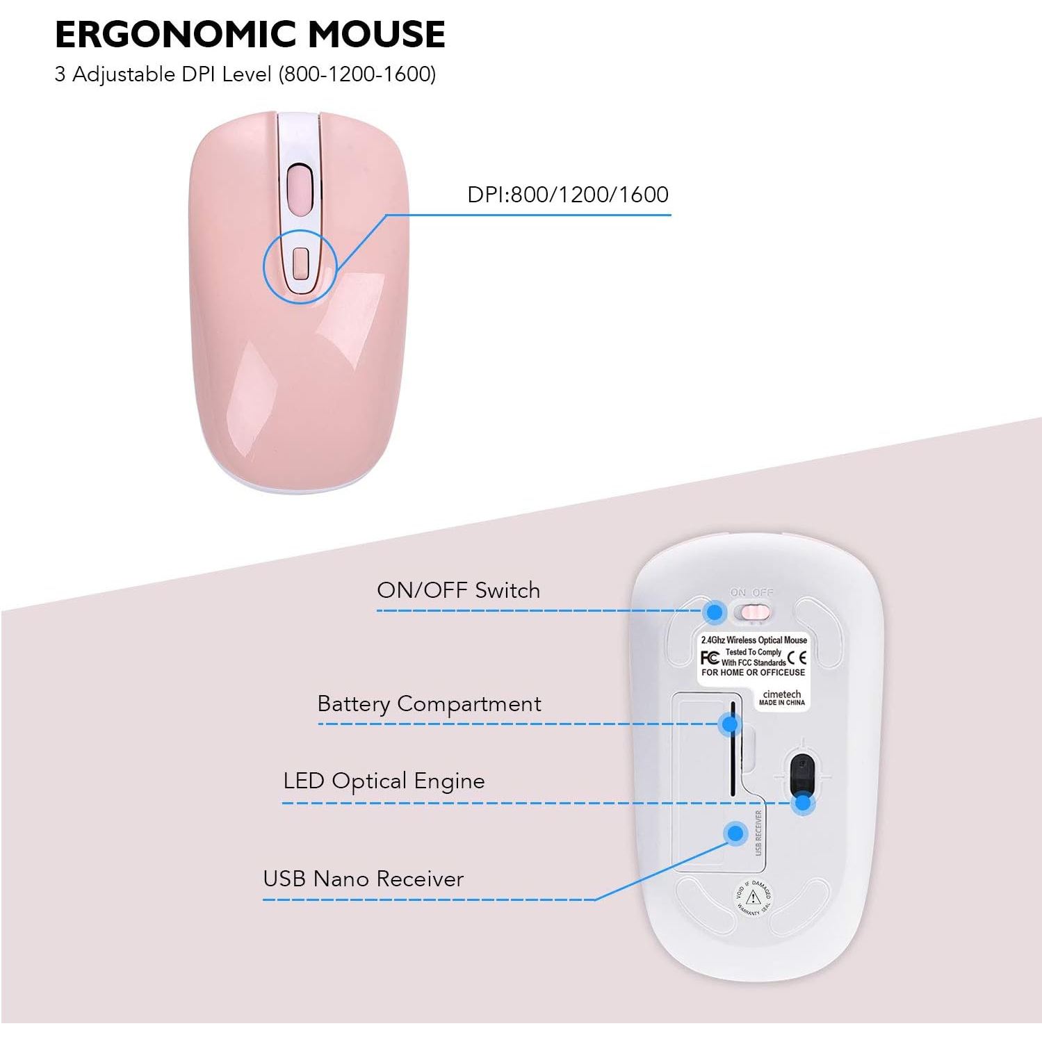 Wireless Keyboard Mouse Combo, Compact Full Size Wireless Keyboard and Mouse 2.8G Ultra-Thin for Computer, Desktop,Windows,PC,Pink