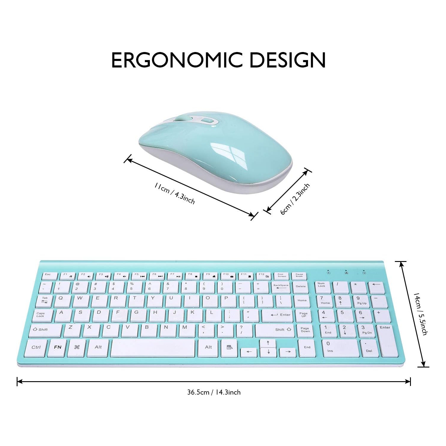 Wireless Keyboard Mouse Combo, Compact Full Size Wireless Keyboard and Mouse 2.5G Ultra-Thin for Computer, Desktop,Windows,PC, Blue
