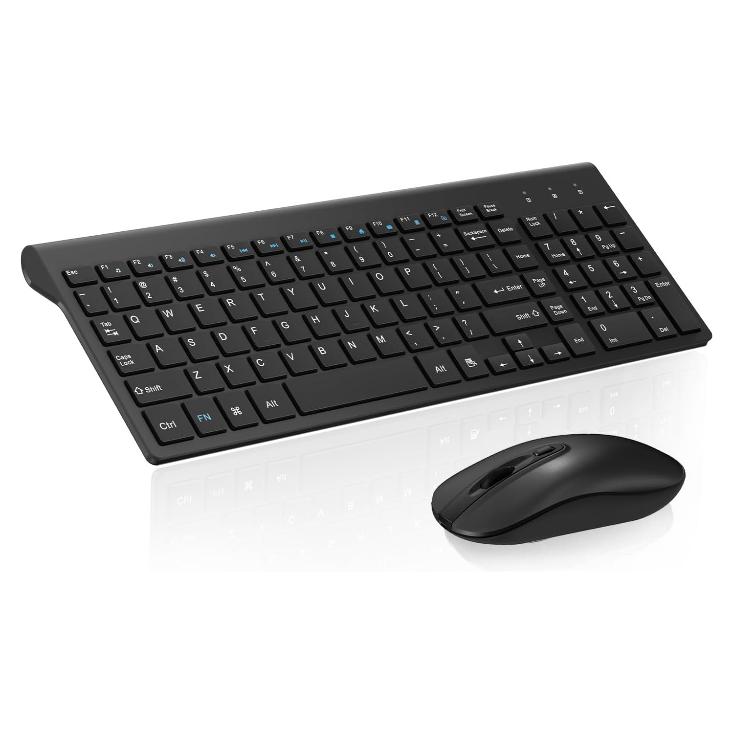 Wireless Keyboard Mouse Combo, Compact Full Size Wireless Keyboard and Mouse 2.4G Ultra-Thin for Computer, Desktop,Windows, PC, Black
