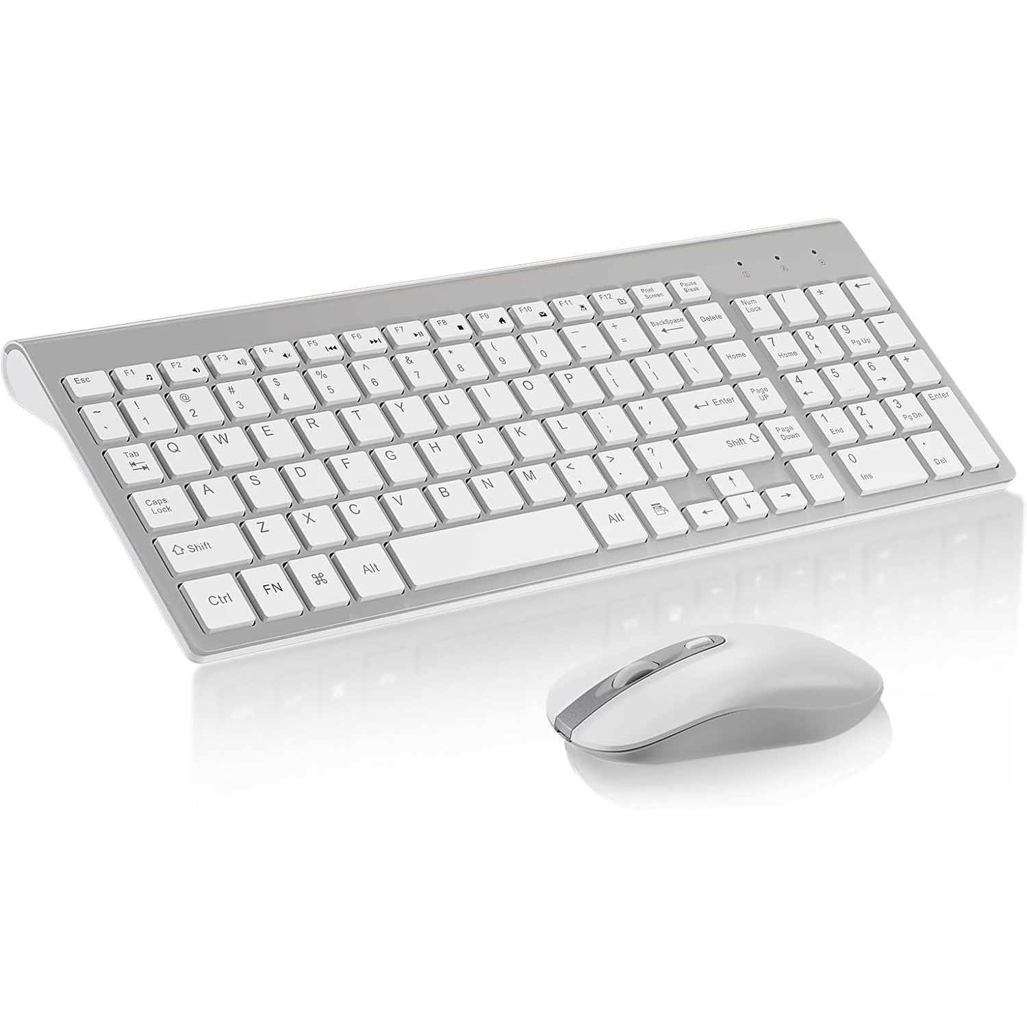 Wireless Keyboard Mouse Combo, Compact Full Size Wireless Keyboard and Mouse 2.10G Ultra-Thin for Computer, Desktop,Windows, PC,Silver