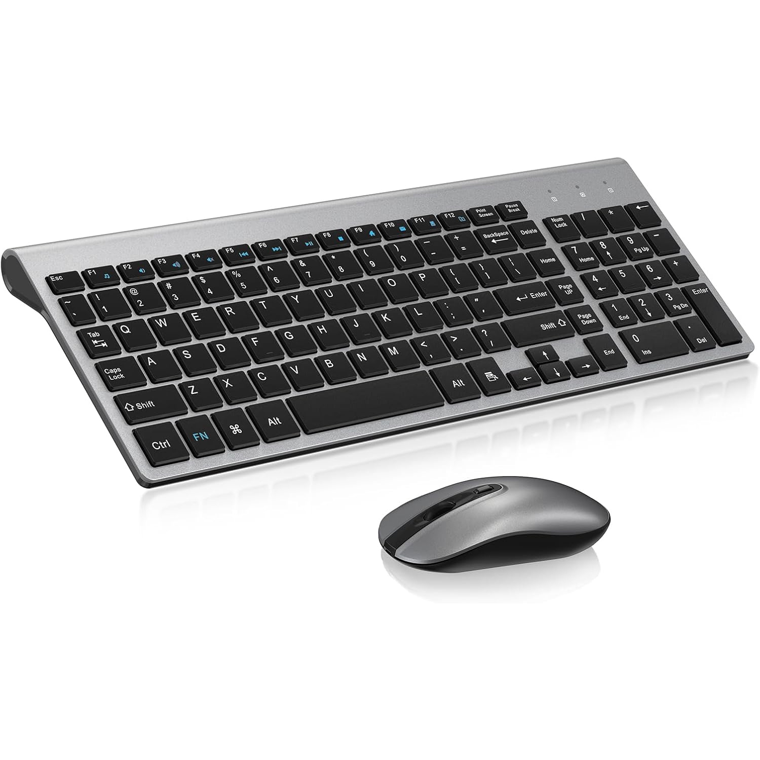 Wireless Keyboard Mouse Combo, Compact Full Size Wireless Keyboard and Mouse 2.6G Ultra-Thin for Computer, Desktop,Windows,PC, Gray