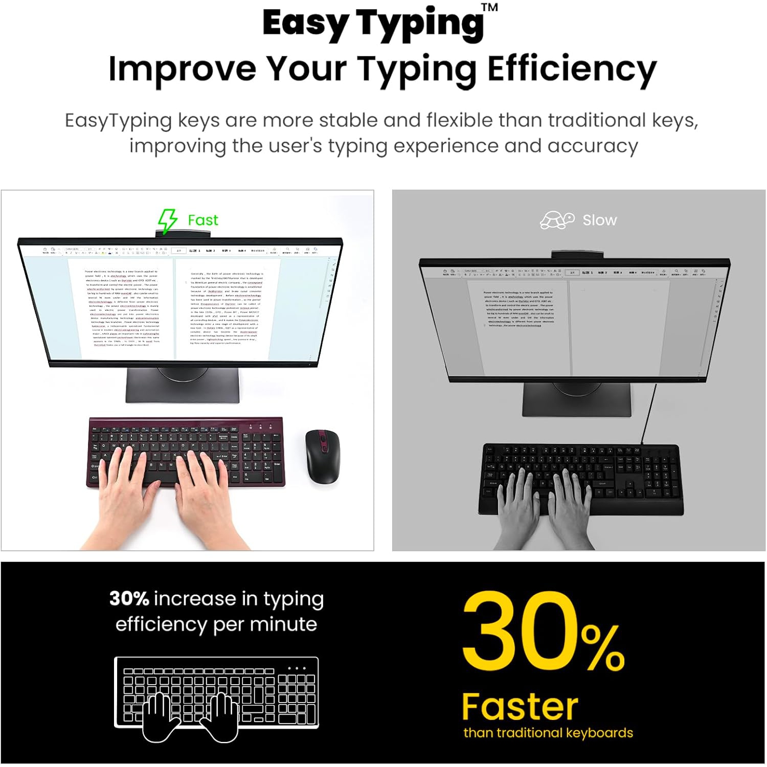 Wireless Keyboard Mouse Combo, Compact Full Size Wireless Keyboard and Mouse 2.12G Ultra-Thin for Computer, Desktop,Windows,PC, Wine Red