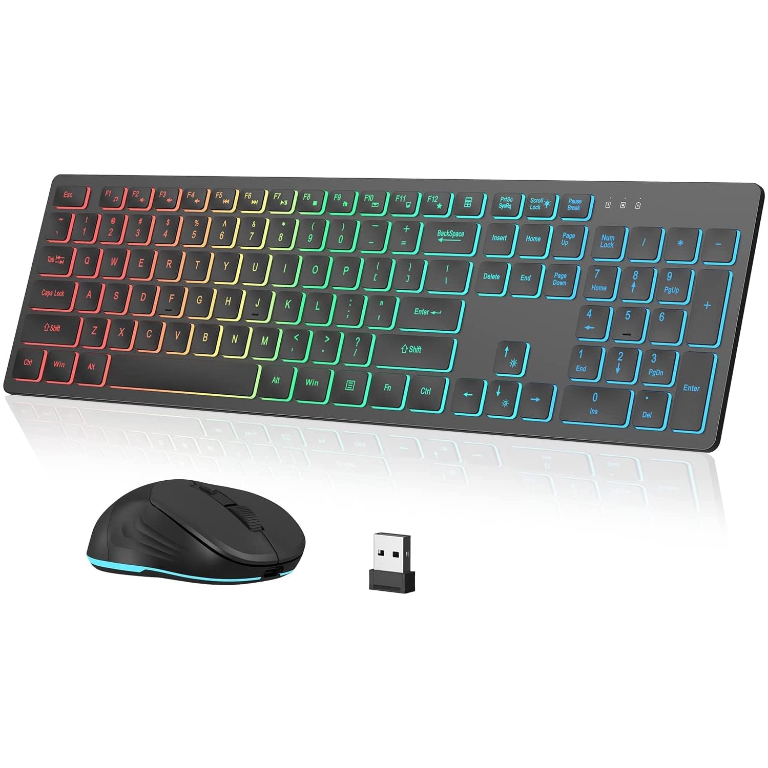 Wireless Keyboard and Mouse,Mouse with 4 Level DPI, 2.4G Keyboard Mouse with One USB Nano Receiver for Windows/Mac OS/Laptop/PC, Win Os -- Fixed