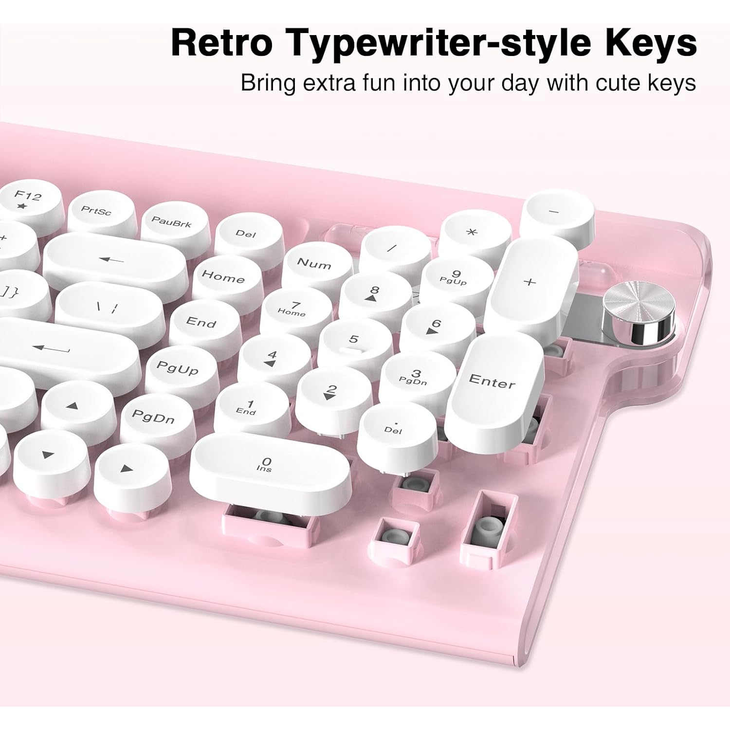 Wireless Keyboard and Mouse Combo, 2.4G 102 Keys Typewriter Keyboard Wireless Silent Mouse,Compatible with Windows, Laptop, PC,Wireless Pink