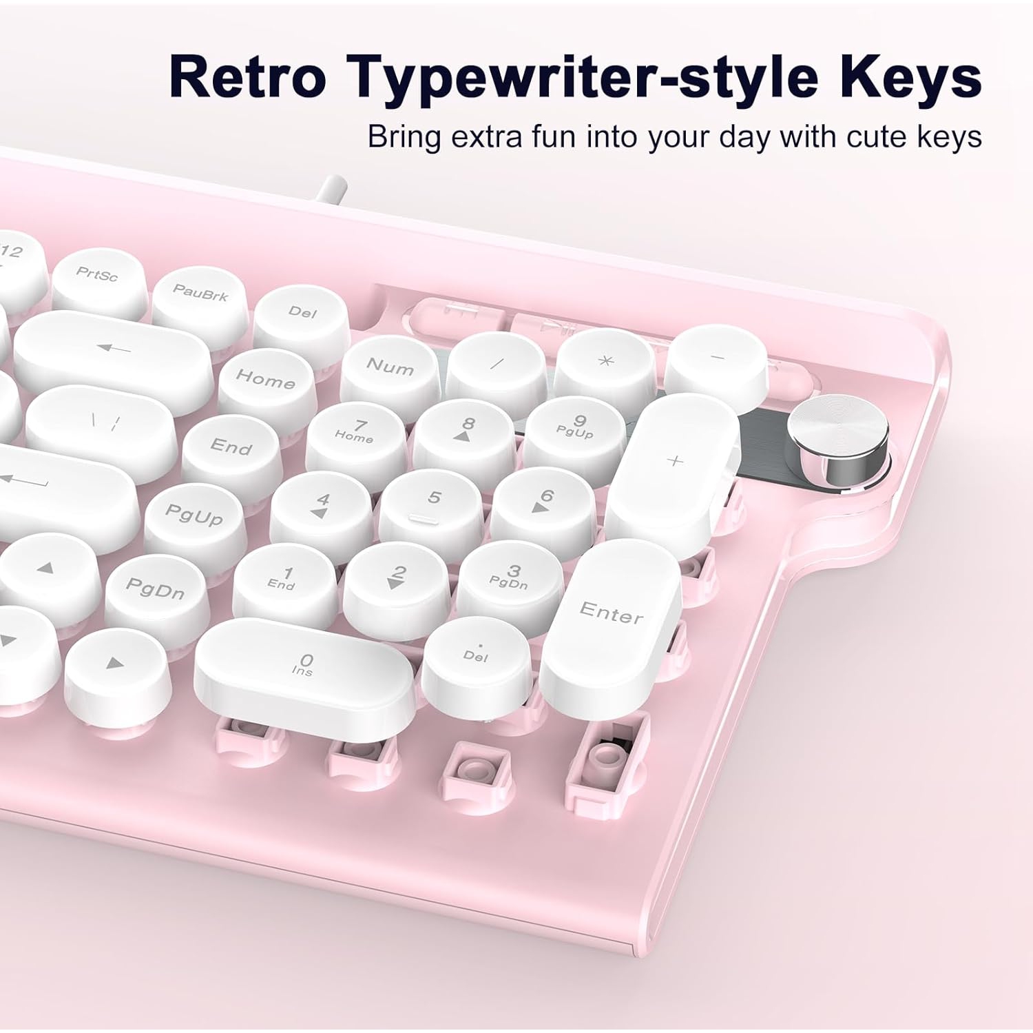 Wireless Keyboard and Mouse Combo, 2.4G 102 Keys Typewriter Keyboard Wireless Silent Mouse,Compatible with Windows, Laptop, PC,Pink