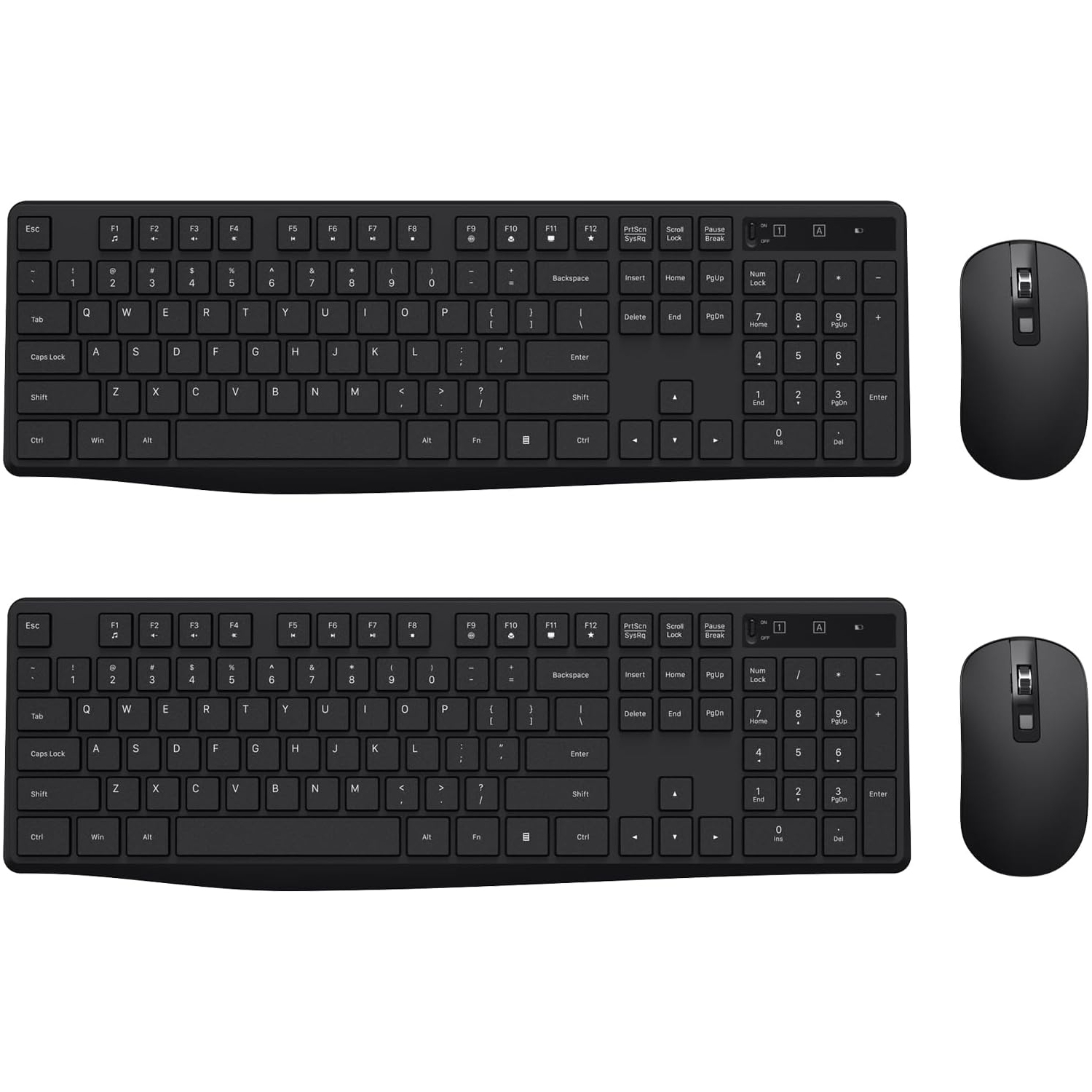 Ensemble clavier et souris sans fil, 2,4G clavier pleine grandeur, tout-en-un pour ordinateur/portable/Windows/Mac, clavier et souris USB sans fil
