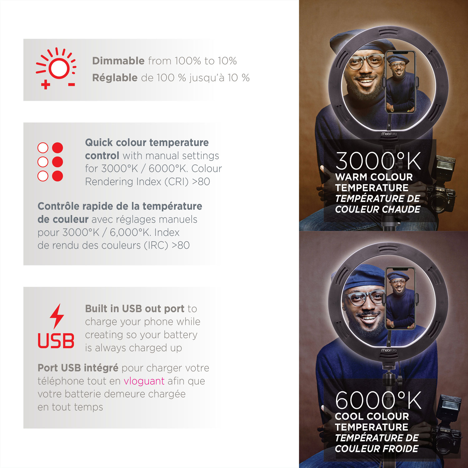 Mobifoto Mobilite 10" LED Ring Light