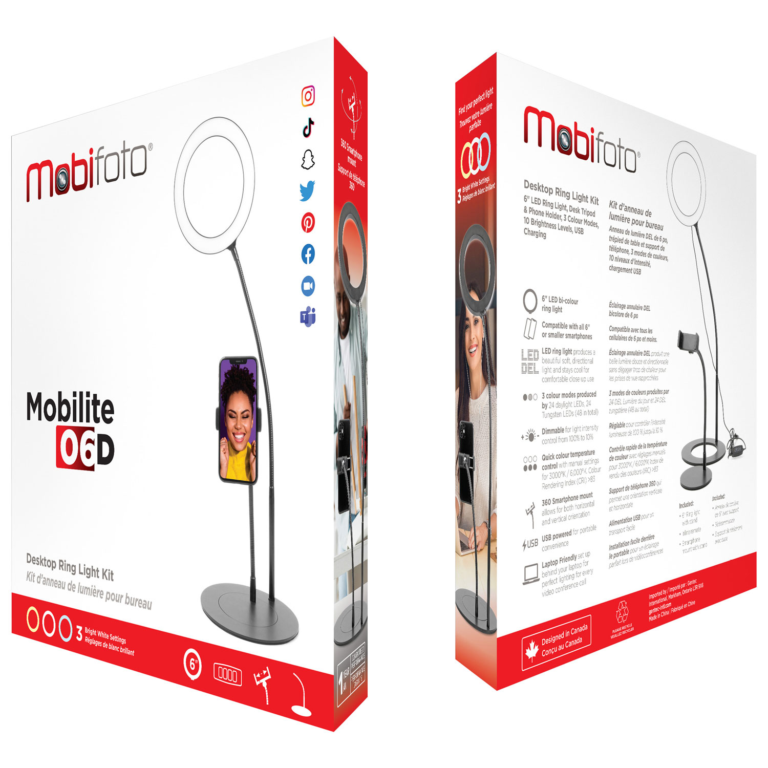 Mobifoto Mobilite 6" Desktop LED Ring Light