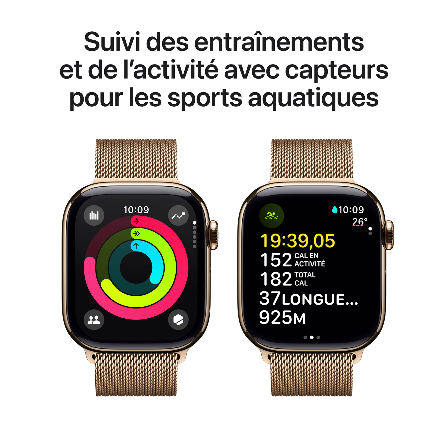 TELUS Apple Watch Series 10 42mm Gold Titanium Case with Gold Milanese Loop-M/L-Monthly Financing