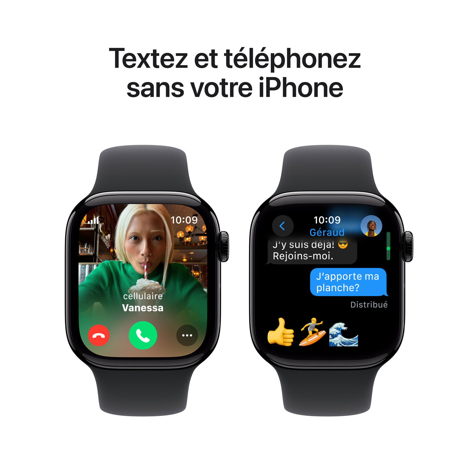 Apple Watch Series 10 avec boîtier de 42 mm en aluminium noir de jais et bracelet sport noir par Rogers - M/G - Financement mensuel