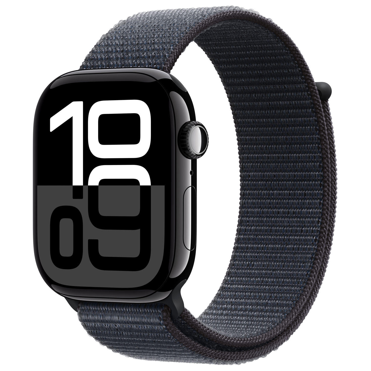 Apple Watch Series 10 avec boîtier de 46 mm en aluminium noir de jais et bracelet sport encre de Rogers - Financement mensuel
