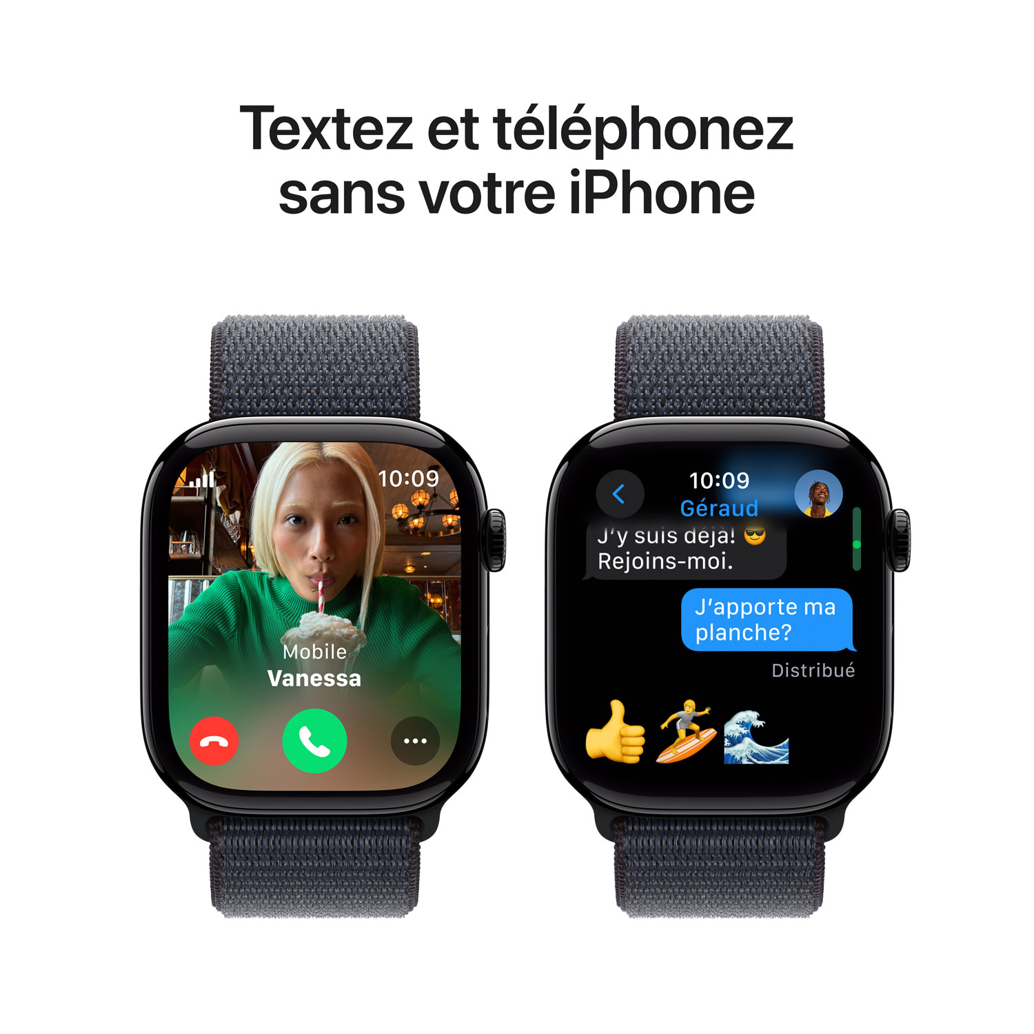 Apple Watch Series 10 avec boîtier de 46 mm en aluminium noir de jais et bracelet sport encre de Rogers - Financement mensuel