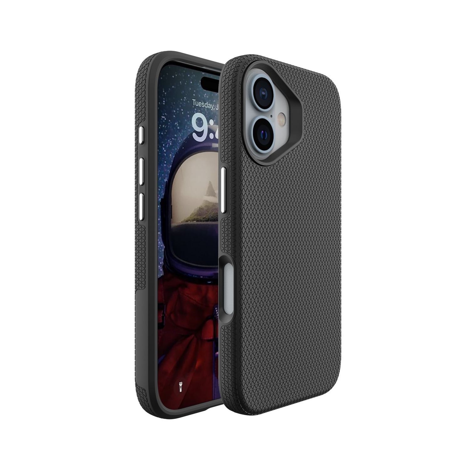 [CS] Étui rigide ajusté mince résistant aux égratignures pour iPhone 16 plus, noir