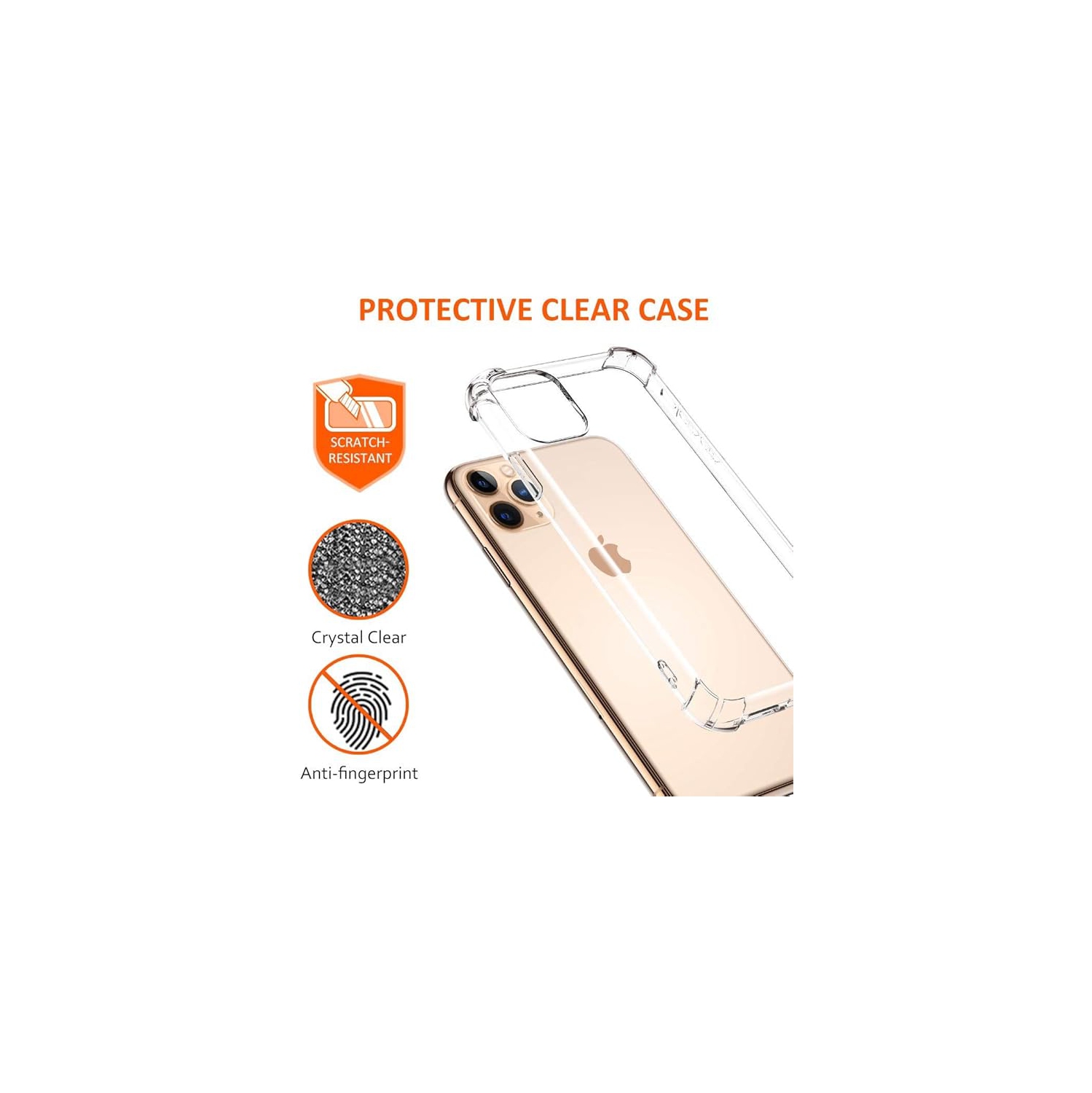 Apple iPhone 11 Pro Clear Case with Shockproof Bumper Durable Transparent Cover with Impact-Resistant Protection