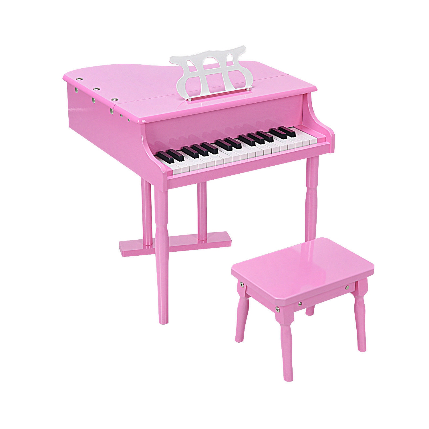 Costway Classical Kids Piano, 30-Key Mini Grand Piano with Music Stand and Bench, Wooden Musical Instrument Toy w/Lid & Music Rack, Gift for Boys