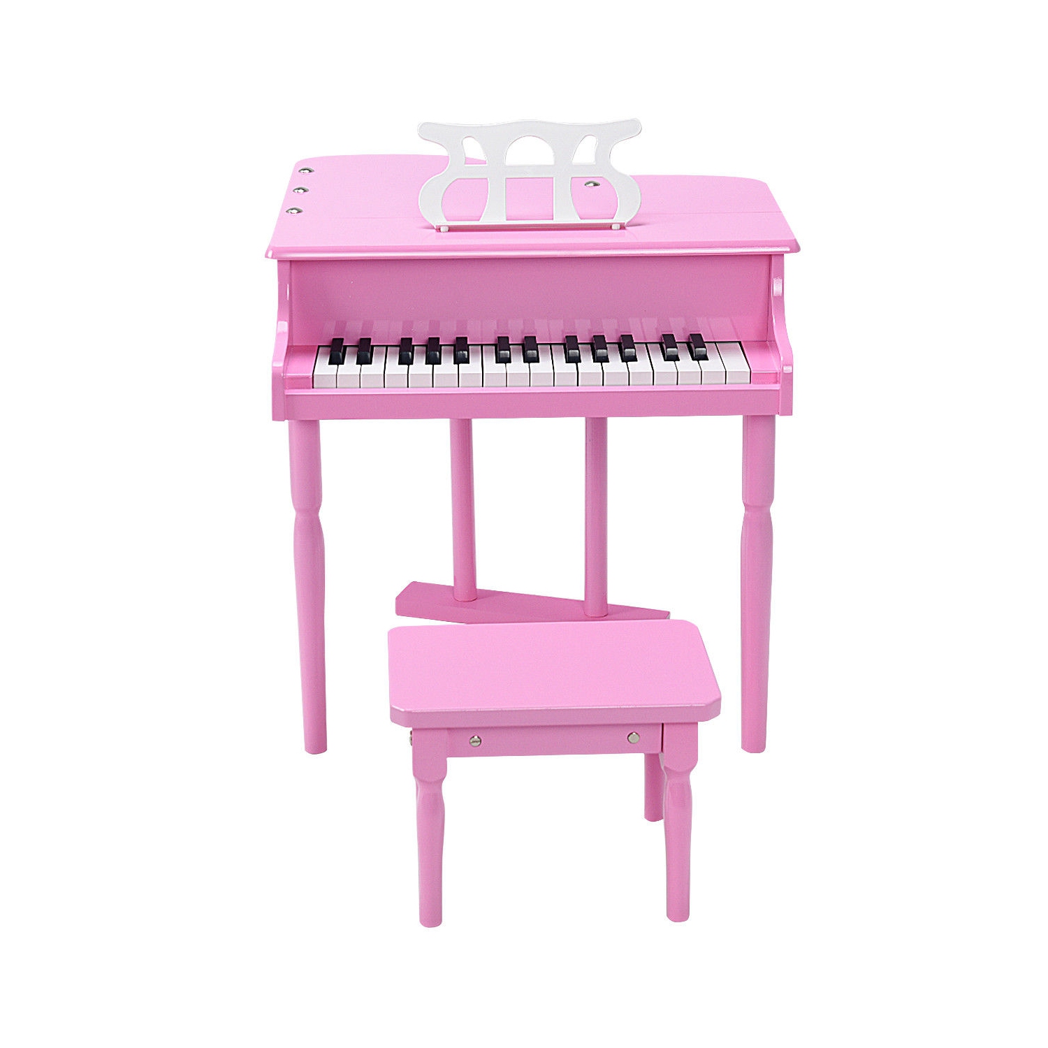 Costway Classical Kids Piano, 30-Key Mini Grand Piano with Music Stand and Bench, Wooden Musical Instrument Toy w/Lid & Music Rack, Gift for Boys