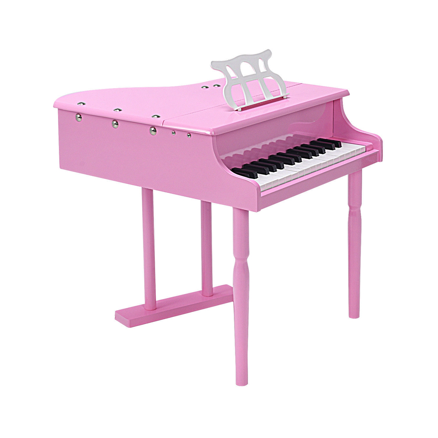 Costway Classical Kids Piano, 30-Key Mini Grand Piano with Music Stand and Bench, Wooden Musical Instrument Toy w/Lid & Music Rack, Gift for Boys