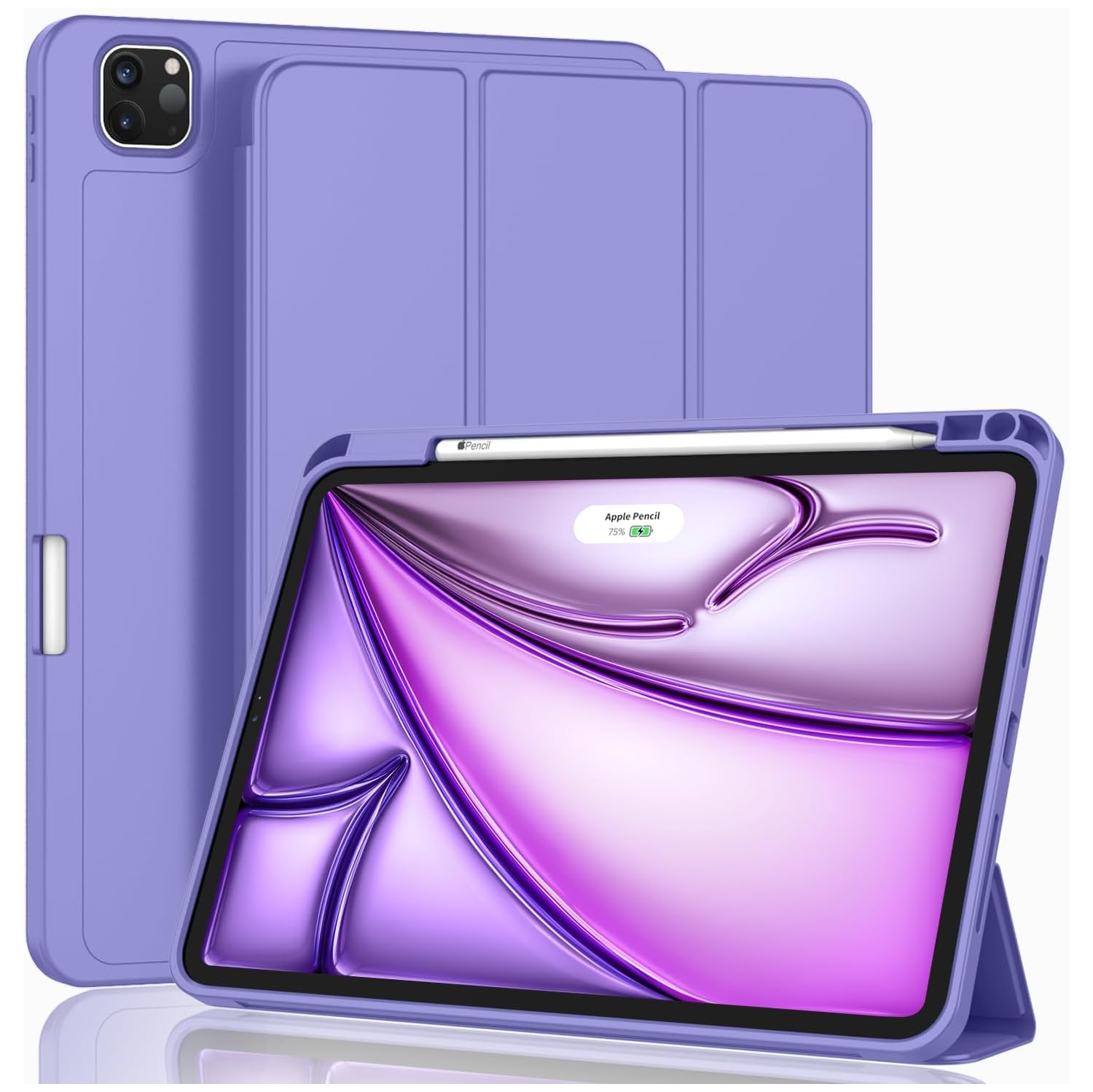 [CS] Slim Magnetic Smart Cover Stand Case & Pencil Holder for Apple iPad Pro 11" 2024, Purple