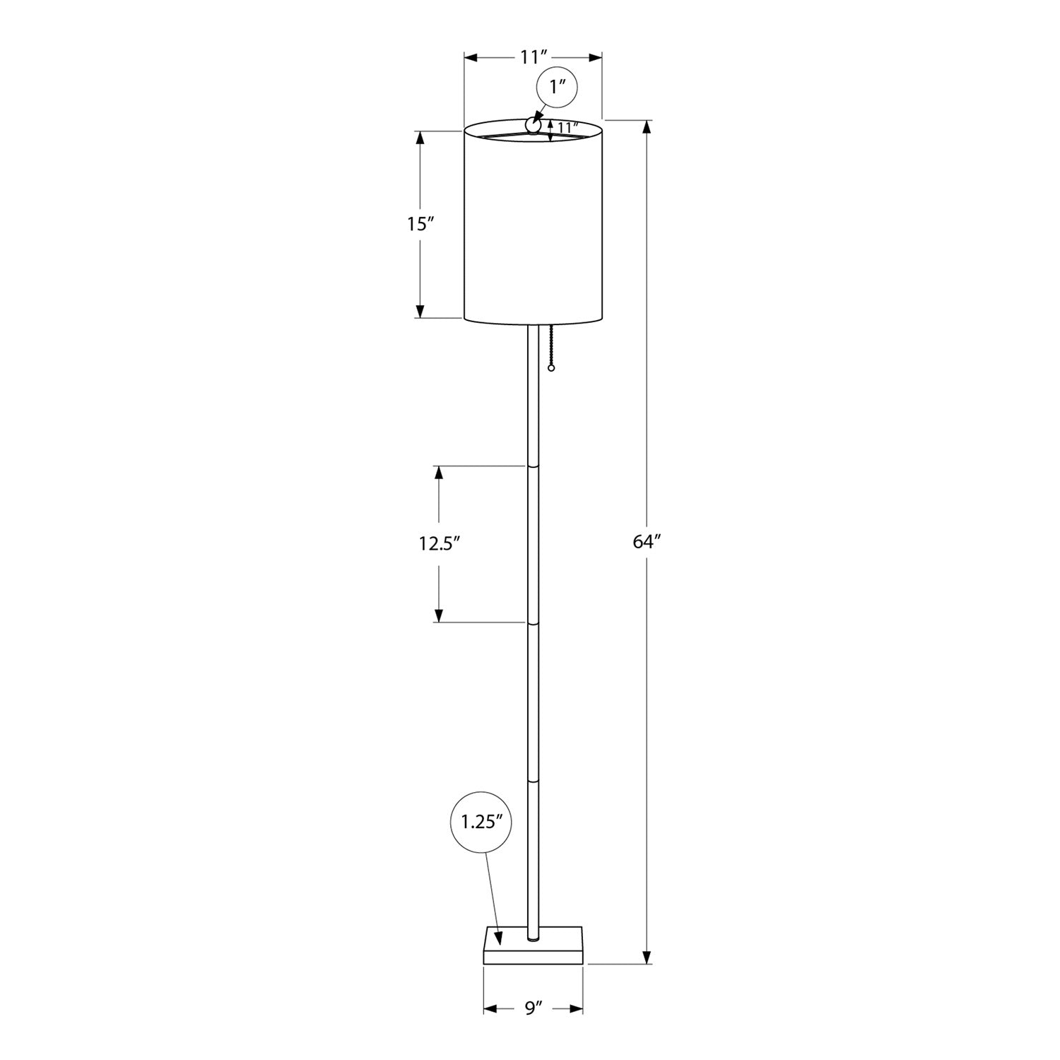 Monarch Specialties I 9759 - éclairage, 62 haut., métal laiton, ivoire/abat-jour crème, contemporain
