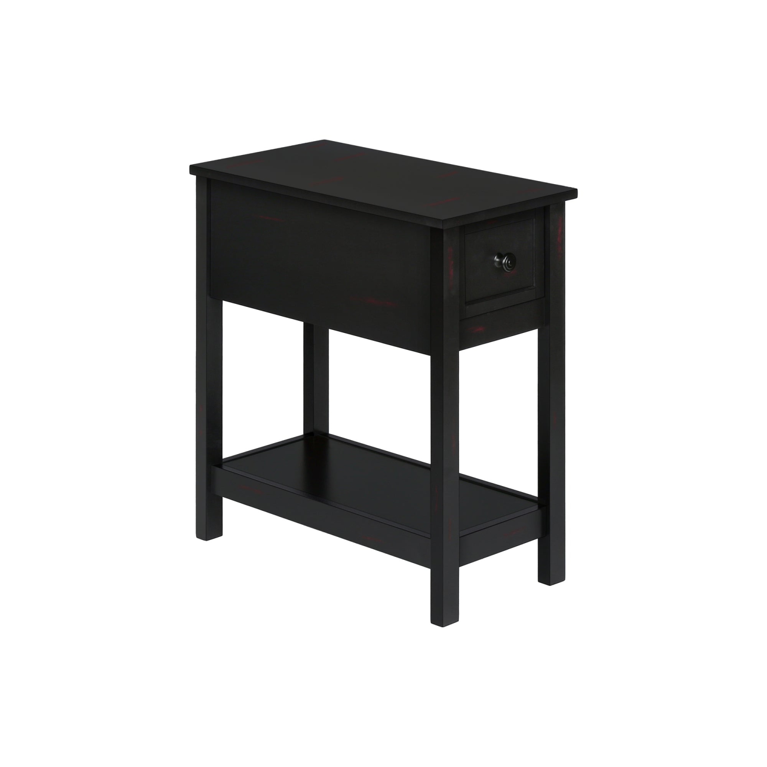 Monarch Specialties I 3961 - Accent Table, 2 Tier, End, Lamp, Nightstand, Side Table, Narrow, Small, Storage Drawer, Bedroom, Black Veneer,