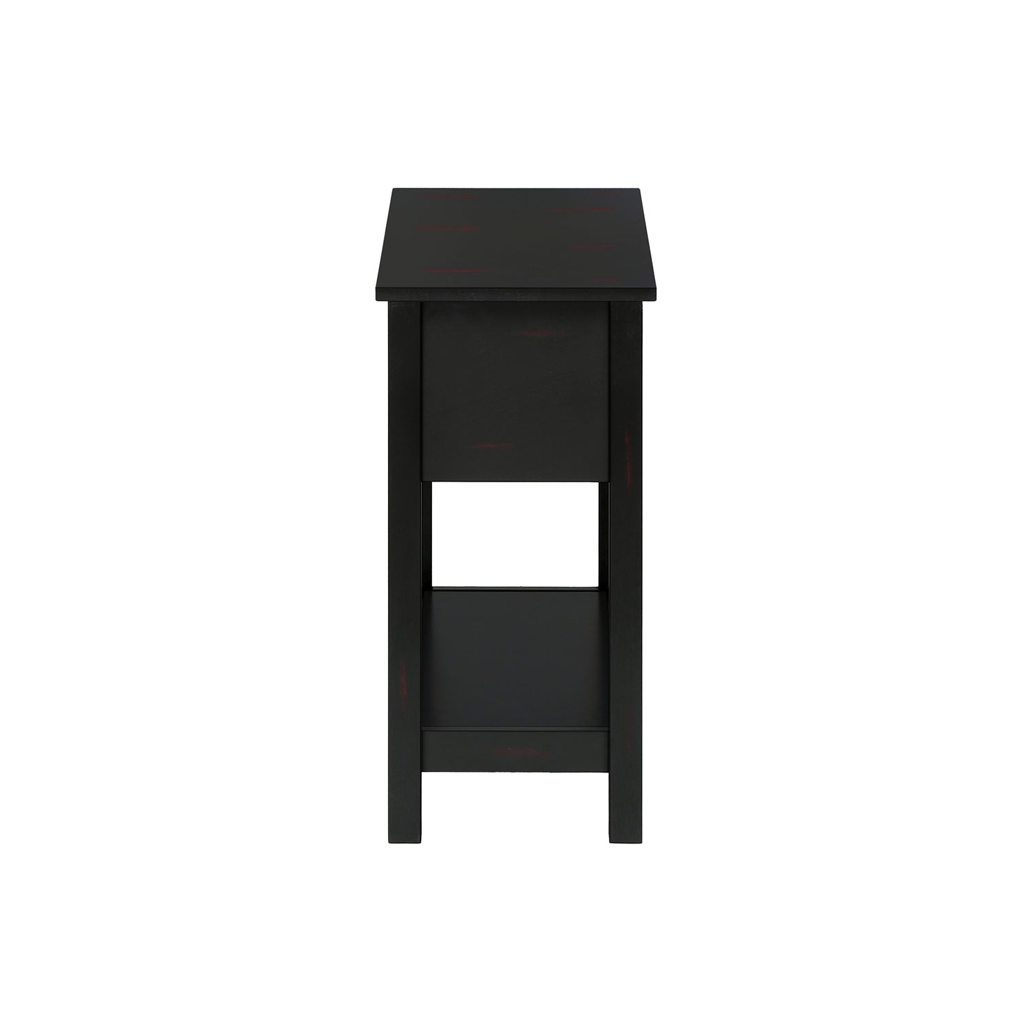 Monarch Specialties I 3961 - Accent Table, 2 Tier, End, Lamp, Nightstand, Side Table, Narrow, Small, Storage Drawer, Bedroom, Black Veneer,