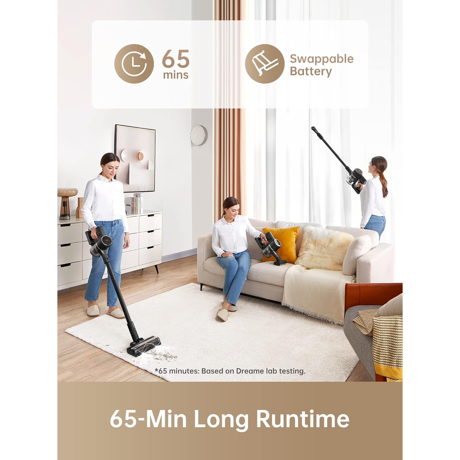 Aspirateur sans fil R10 Pro de Dreame, sans fil, 65&nbsp;min d'autonomie, léger, anti-enchevêtrement, aspiration de 150 AW, idéal pour les planchers