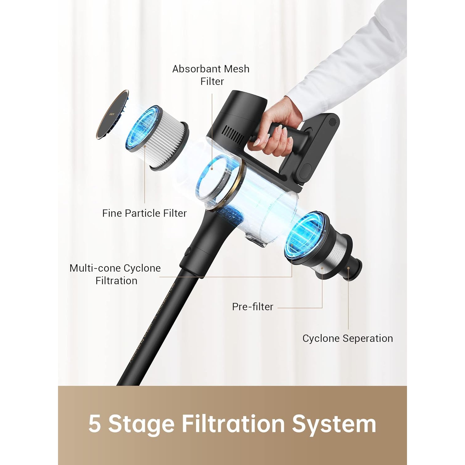 Aspirateur sans fil R10 Pro de Dreame, sans fil, 65&nbsp;min d'autonomie, léger, anti-enchevêtrement, aspiration de 150 AW, idéal pour les planchers