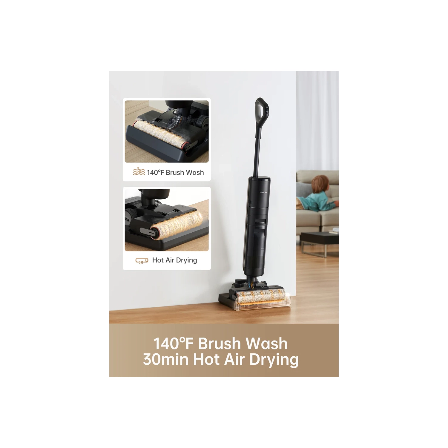 Dreame H13 Pro Wet/Dry Vacuum: Smart Cordless Cleaner for Hard Floors, 140F Brush Wash, Hot Air & Dual Rotation Self-Cleaning, Ideal for Sticky