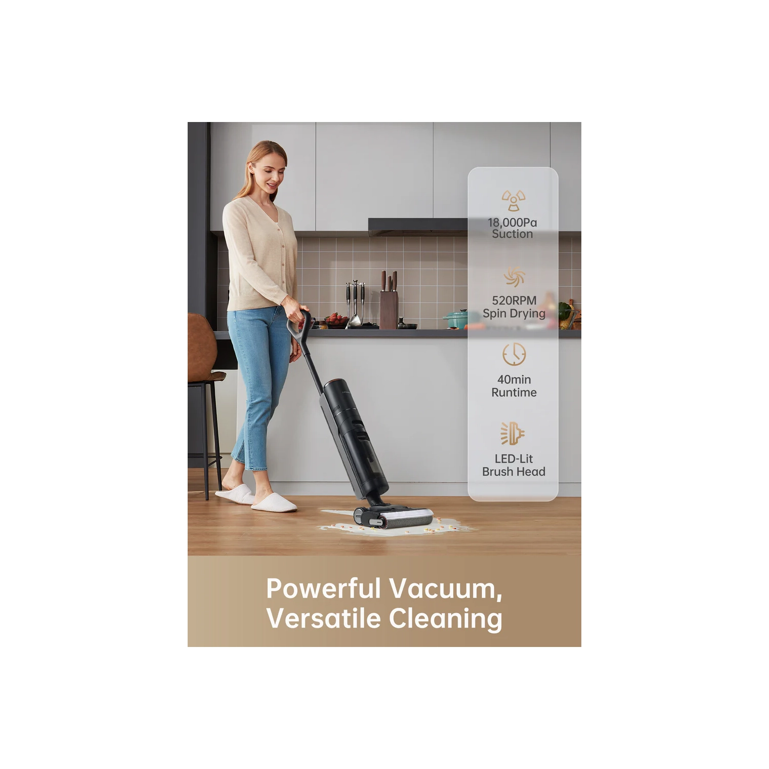 Dreame H13 Pro Wet/Dry Vacuum: Smart Cordless Cleaner for Hard Floors, 140F Brush Wash, Hot Air & Dual Rotation Self-Cleaning, Ideal for Sticky