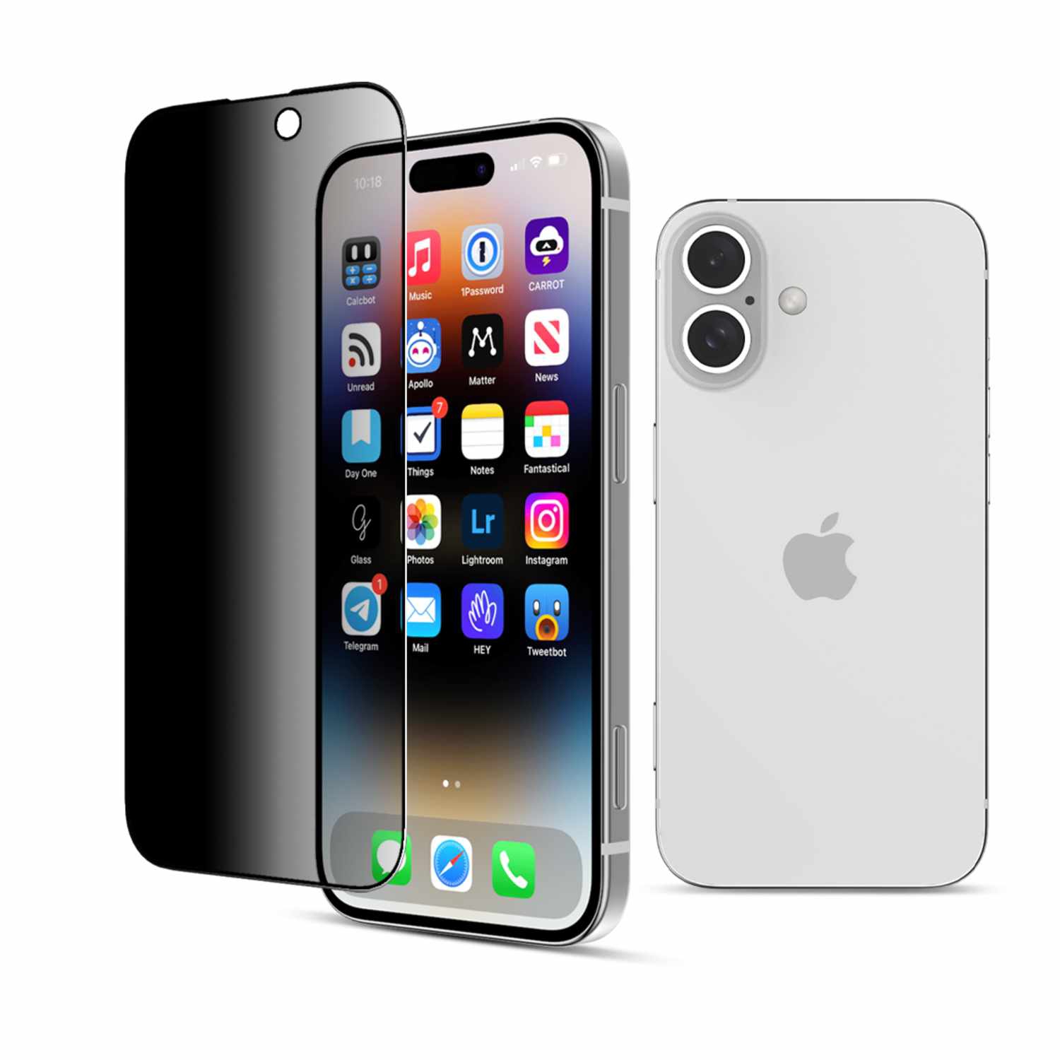 22 étuis Privacy Verre trempé | Conçu pour iPhone 16/15