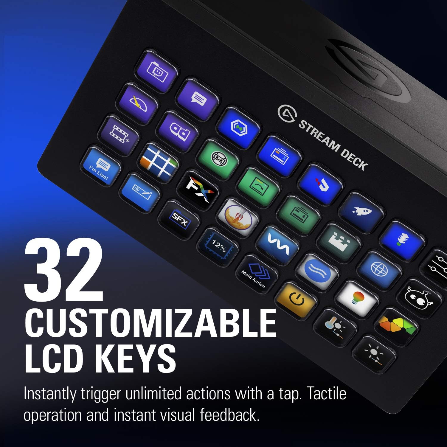 Refurbished(Excellent)- Elgato Stream Deck XL – Advanced Studio Controller, 32 macro keys
