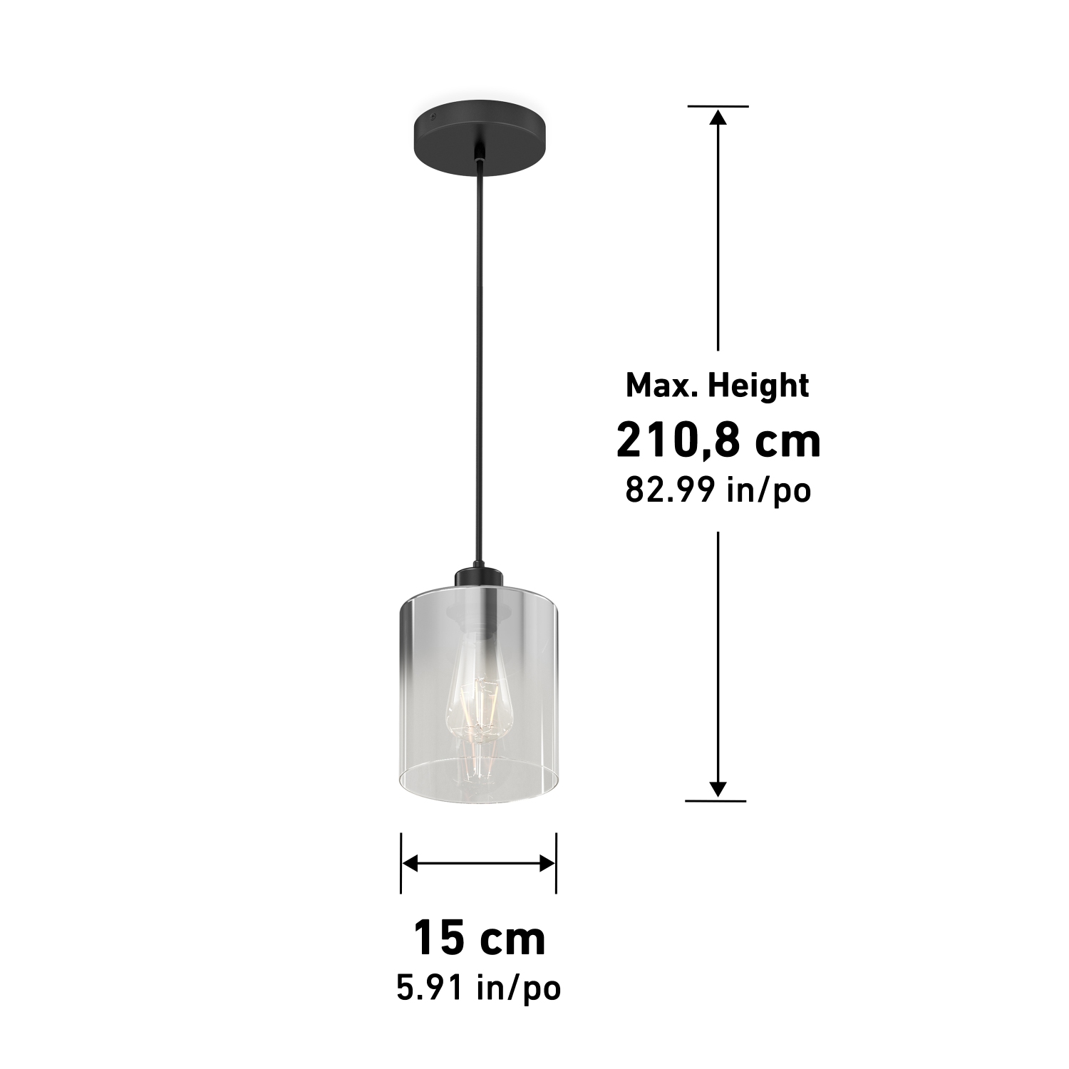 Artika Haze Contemporary Single Pendant Light, Matte Black