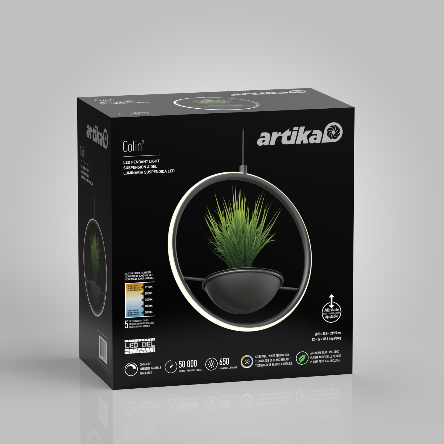 Artika – suspension et jardinière modernes Colin, noir mat